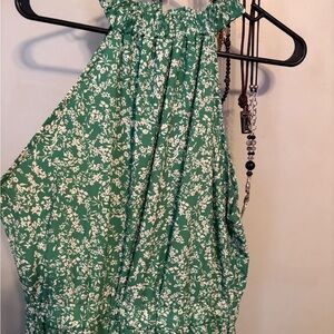 Green Floral Halter Dress